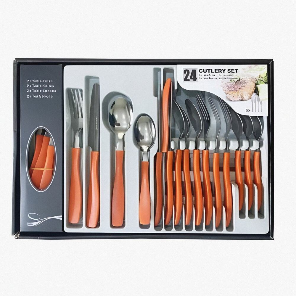 24 Cutlery Set Orange Color New